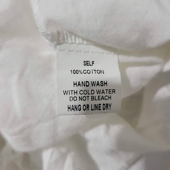 White Corset Dress Lace Up Bodice Mini Ruffle Cotton Embroidery Lace Size Medium - Picture 9 of 14